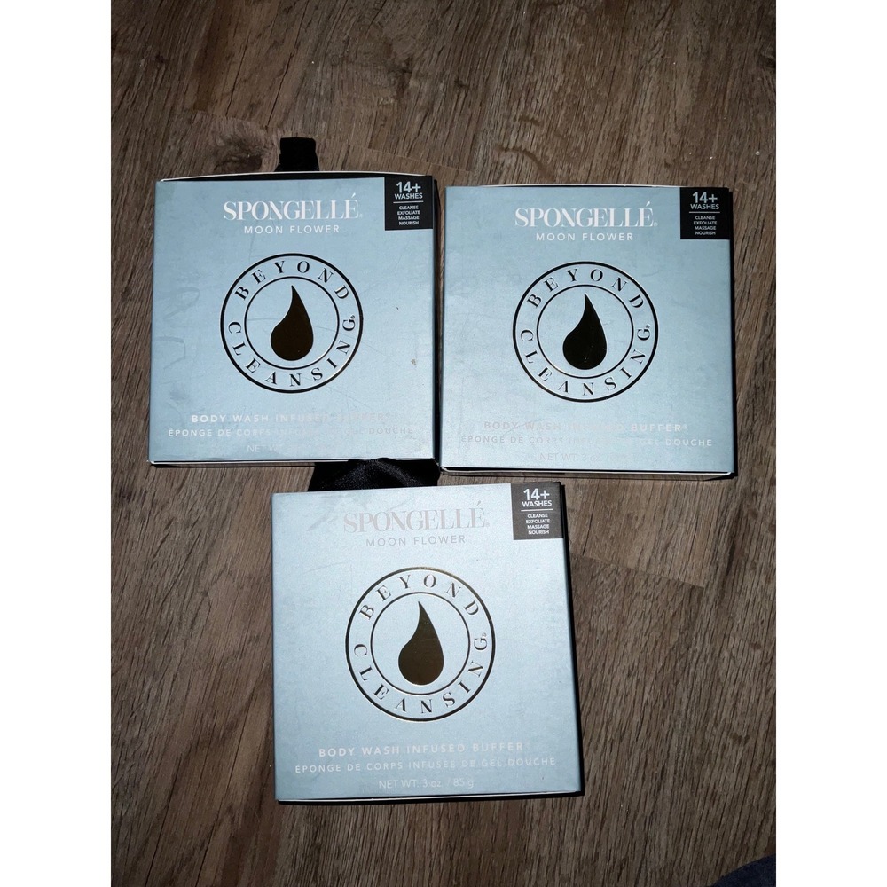 Spongelle Body Wash Infused Buffer Moon Flower 14+ Washes Set of 3 3oz Each